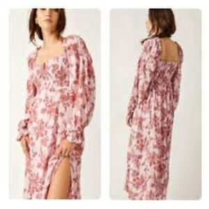 Free People Jaymes Floral Print Long Sleeve Midi Dress Small